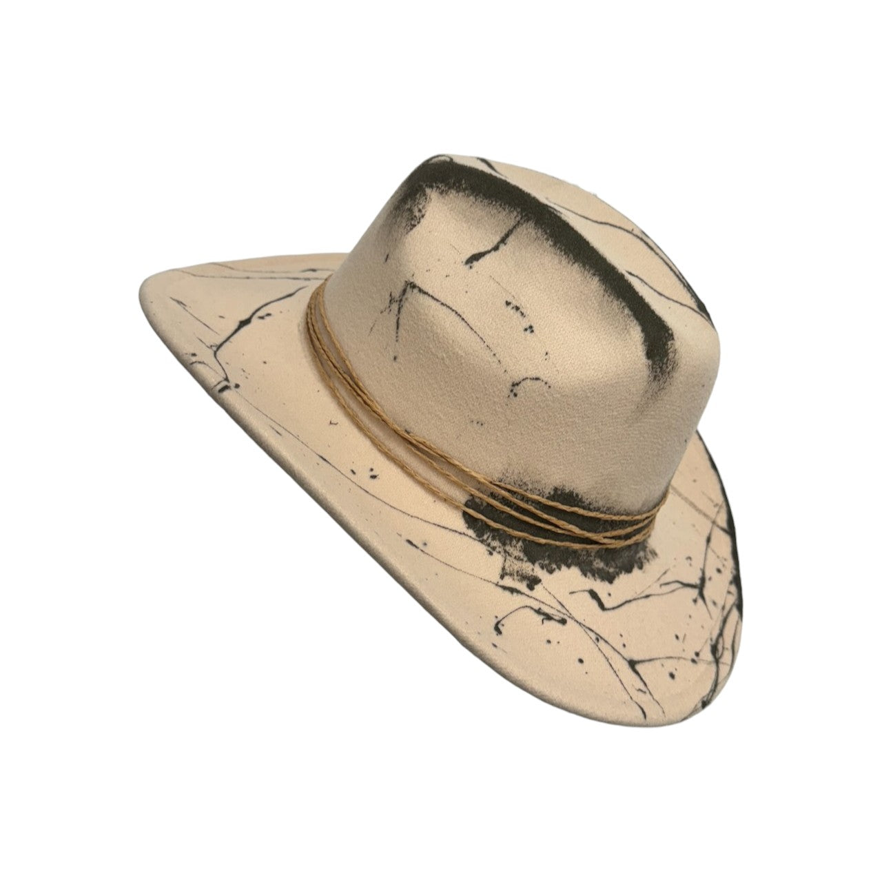 Palarie bej, stil cowboy, handmade, pictata si accesorizata manual, reglabila, Soria