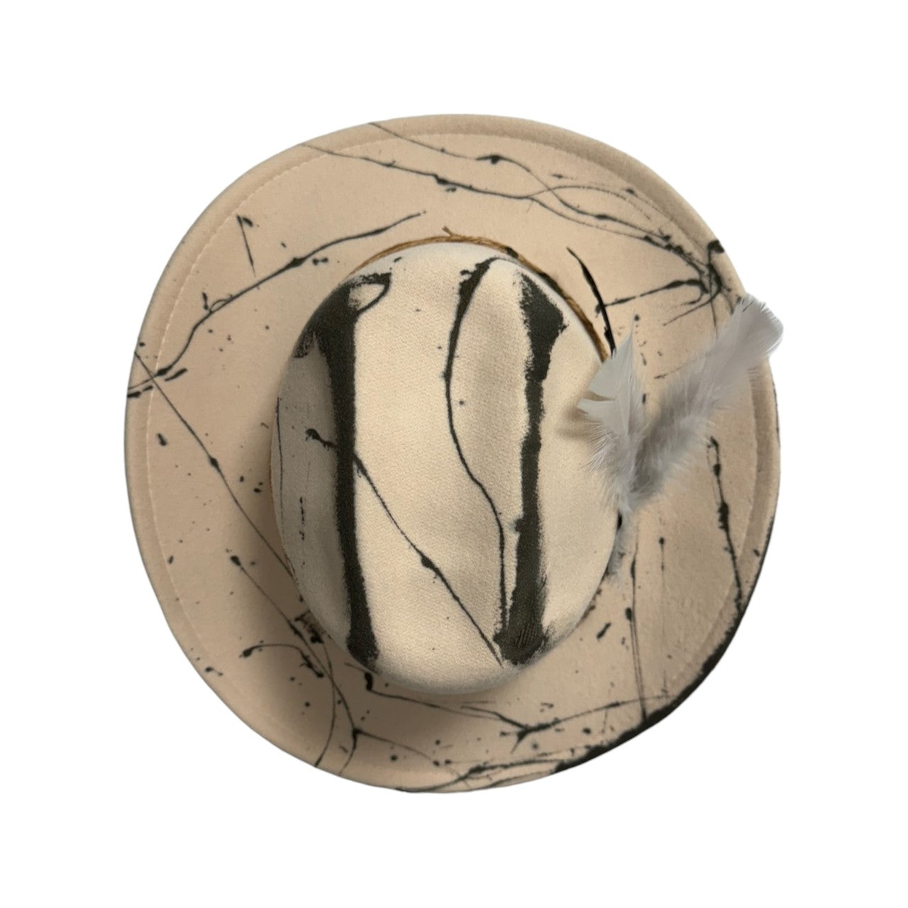 Palarie bej, stil cowboy, handmade, pictata si accesorizata manual, reglabila, Soria