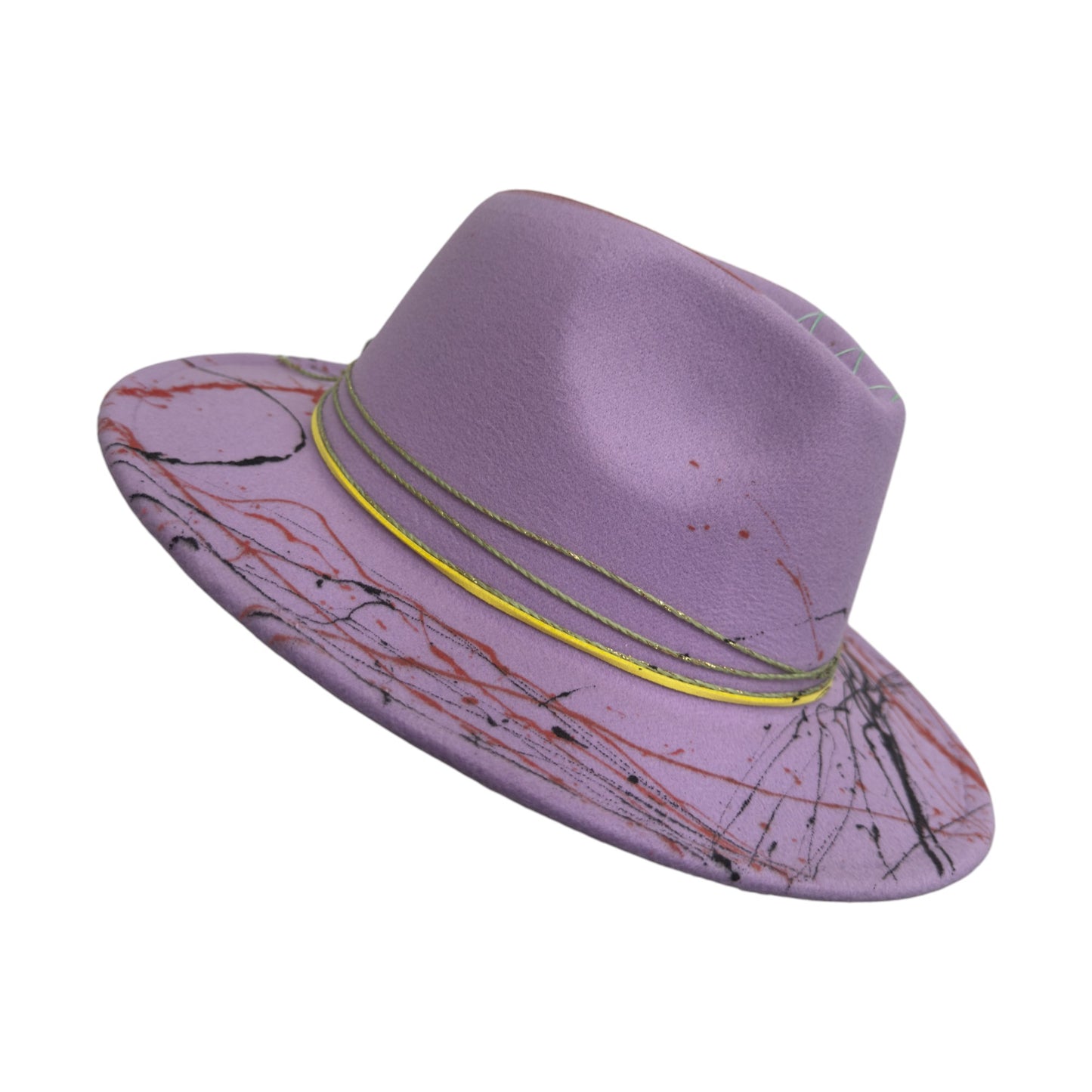 Palarie mov, handmade, pictata si accesorizata manual, Purple Heart